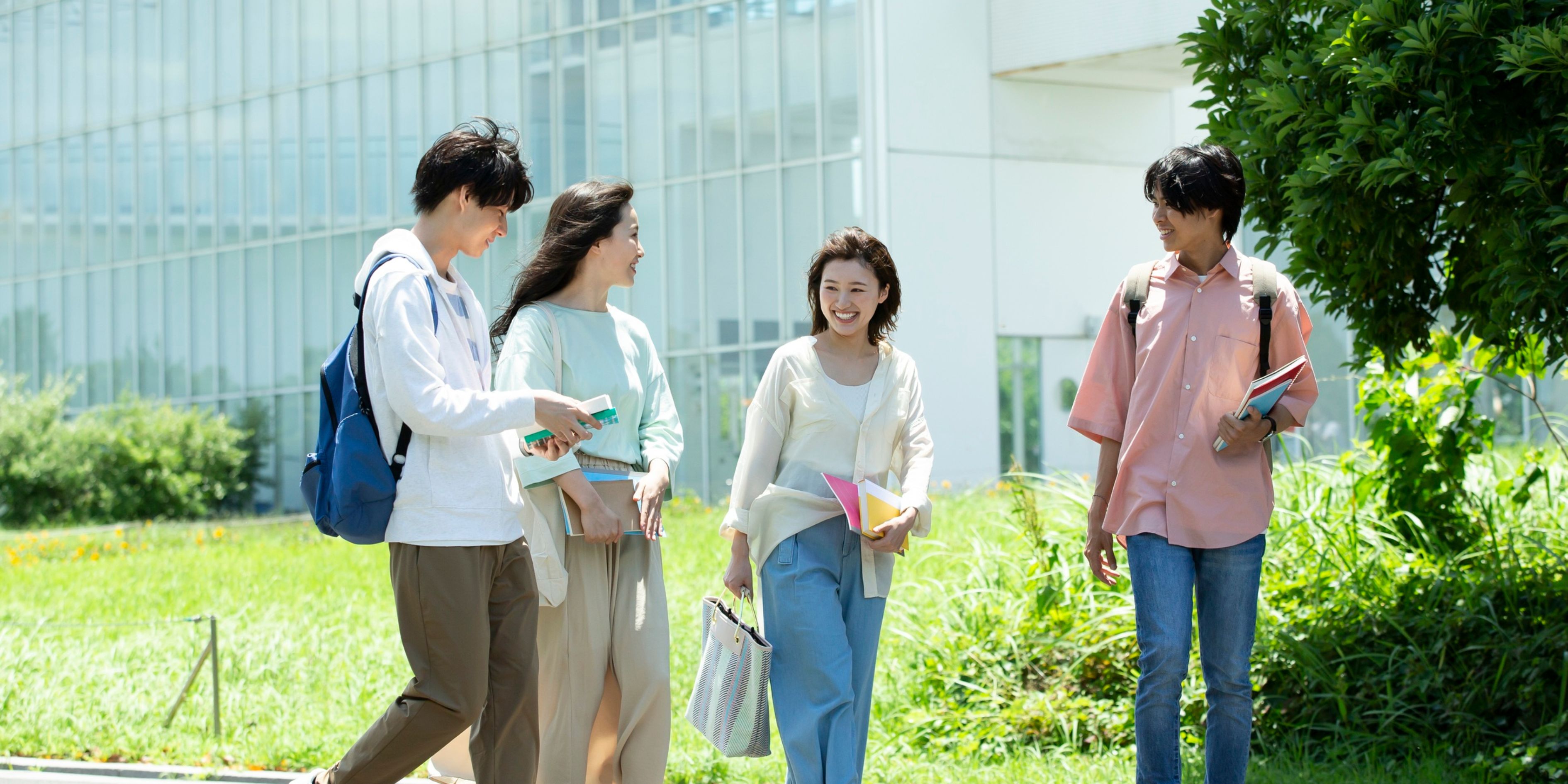 Students walking on a university campus
